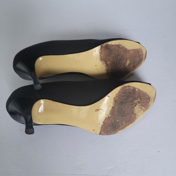 Bruno Magli Black Peep Toe Kitten Heel Pumps. Size 7.5B - Picture 8 of 9